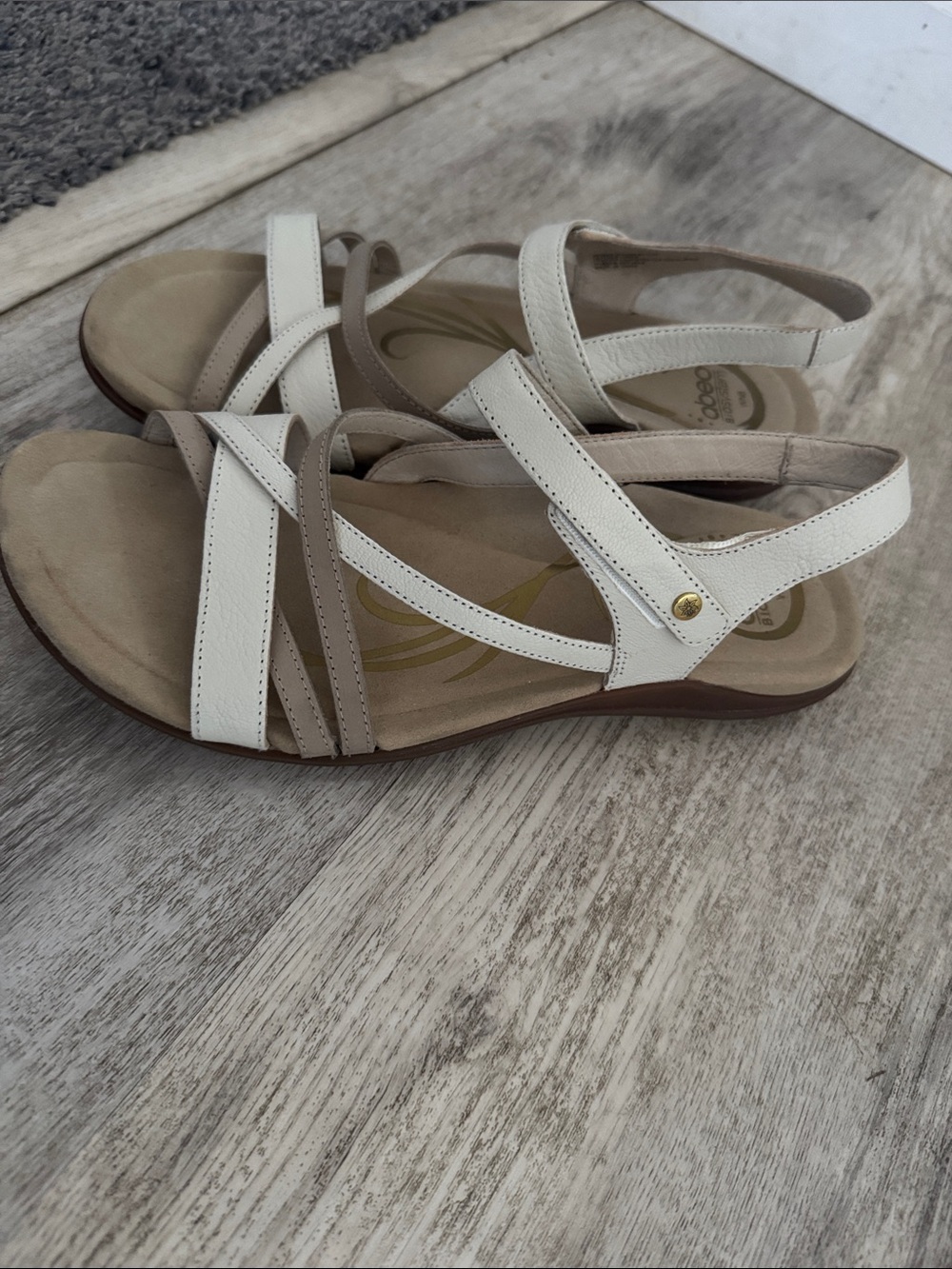 ABEO Biosystem size 8 Sandals - White & Tan Strappy Women’s Sandals - Picture 3 of 9
